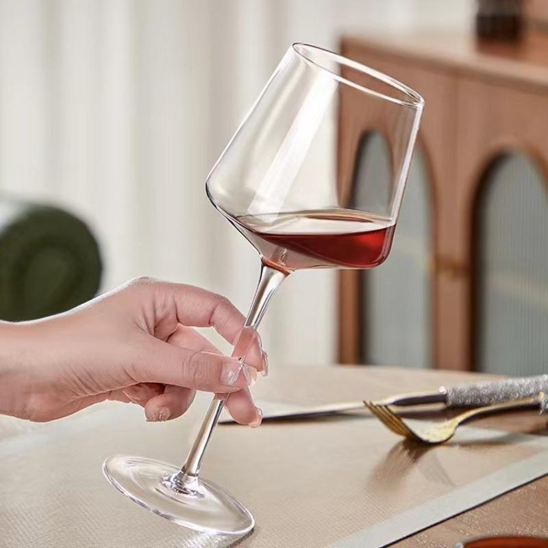 Набор квадратных бокалов для бургундского вина 450 мл - Роскошные хрустальные бокалы, Современные бокалы на ножке для домашнего бара и элегантных званых ужинов