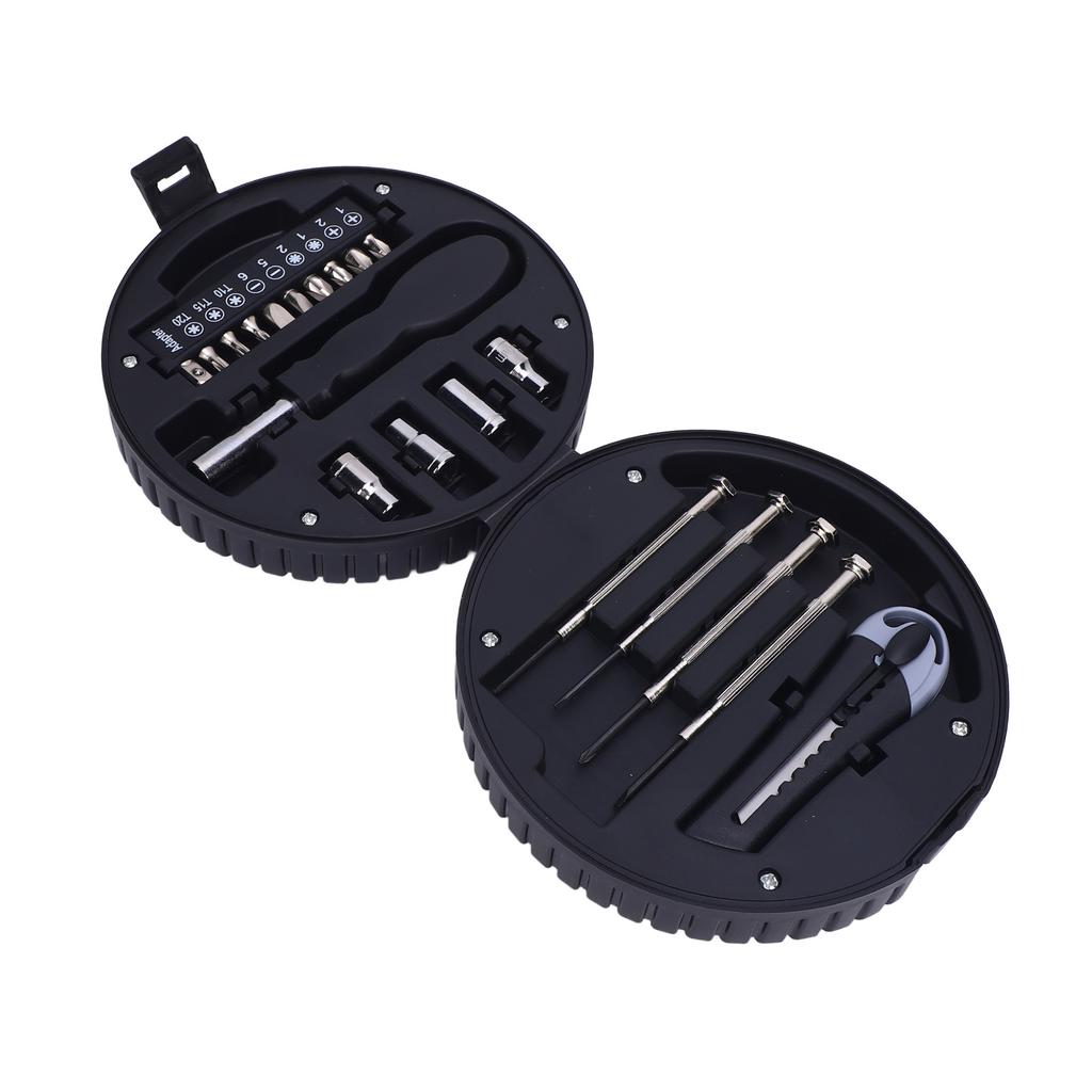 20Pcs Tire Shaped Tool Set with Storage Box Carbon Steel Multifuncitonal Tire Shaped Tool Hardware
