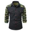Мужские повседневные рубашки в стиле милитари с принтом пэчворк и камуфляжем, рубашка с длинным рукавом для активного отдыха, мужские