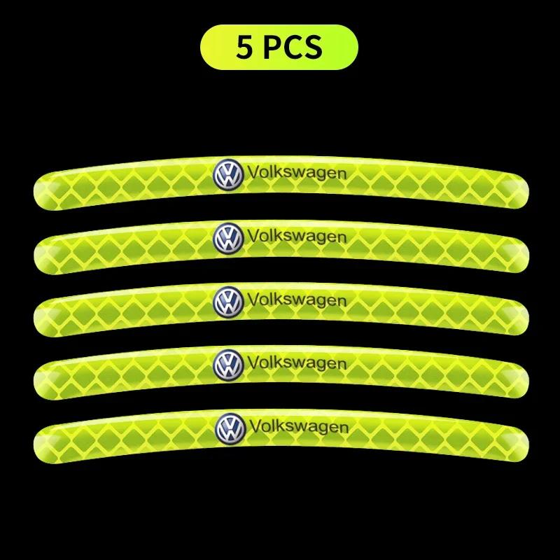 For VW 80% New New Car Wheel Hub Reflective Sticker Tire Rim Reflective Strips Sticker For Volkswagen Polo Golf 3 4 5 6 7 8