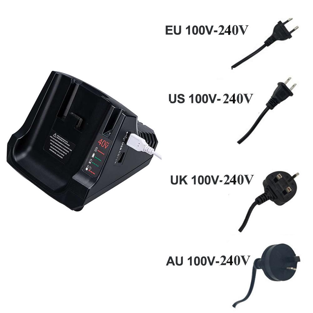LCS36 LCS40 Fast Charger With Dual USB For Black & Decker 36V 40V Max Lithium Ion Battery LBXR36 LBX36 LBXR2036 LBX2040 LCS1240