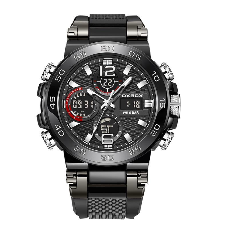 FOXBOX Multifunctional Sports Watch: Waterproof, Luminous, Dual Display.