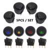 Car Pushbutton Switch LED Light Luminescence Toggle Switches 12V ON/OFF 5Pcs/Set Round Rocker Dot Switch Switches4