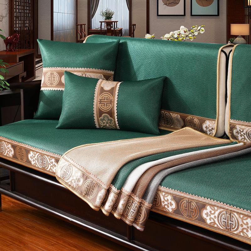 Летний нескользящий высококачественный комбинированный чехол для дивана из цельного дерева, чехол для сиденья из ледяного шелка, полотенце на спинку