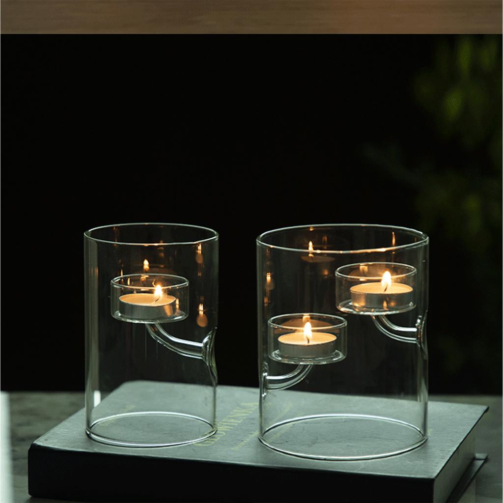 Cylinder Glass Votive Tealight Candle Holder Clear Floating Candle Display DIY Table Centerpieces Decoration Craft
