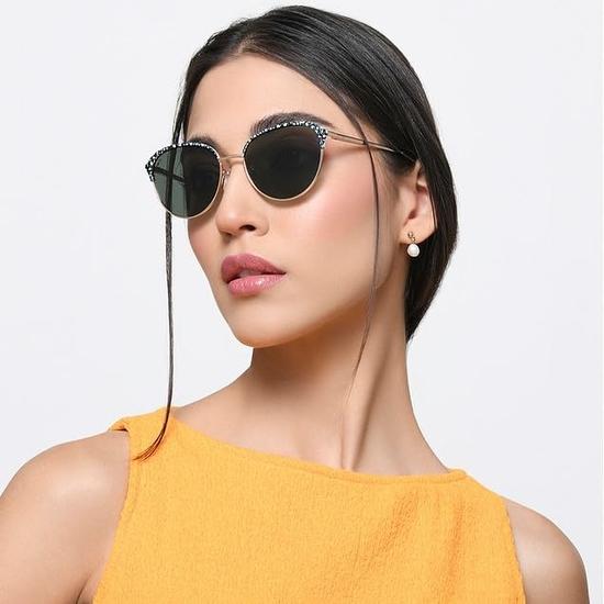 Vincent Chase от Lenskart | Прямоугольные очки с полной оправой | Цветочный рисунок | Поляризованные и 100% защита от ультрафиолета | Для женщин | Средний размер | VC S16757