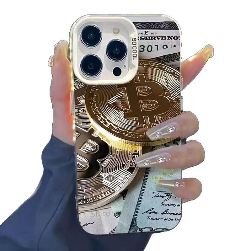 Чехол для iPhone 15 Pro Max/16 Pro с изображением монеты Bitcoin Gold для Apple 17 Air