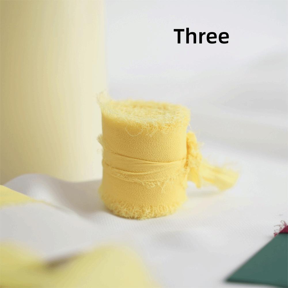 3 Rolls 5m Fringe Chiffon Silk Ribbon DIY Craft Hairy Chiffon Ribbon Wedding Invitations