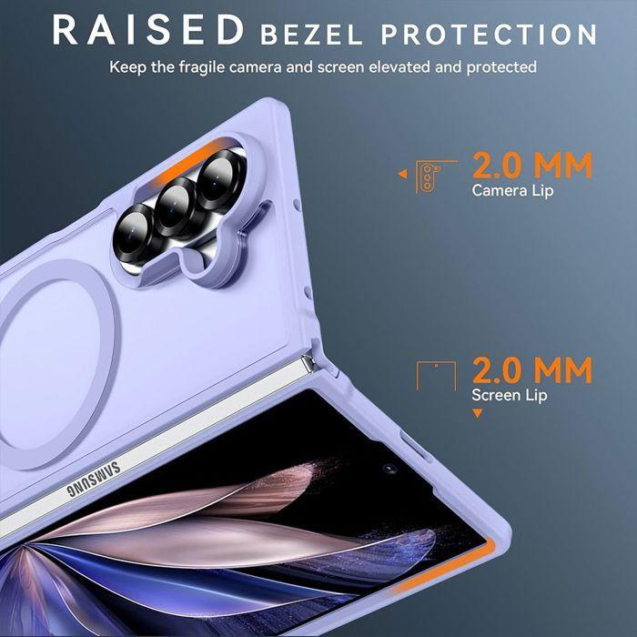 Coque pour Samsung Galaxy Z Fold 8 Ultra, avec Cercle Magnétique - Violet Translucide - 2 Verres Trempés