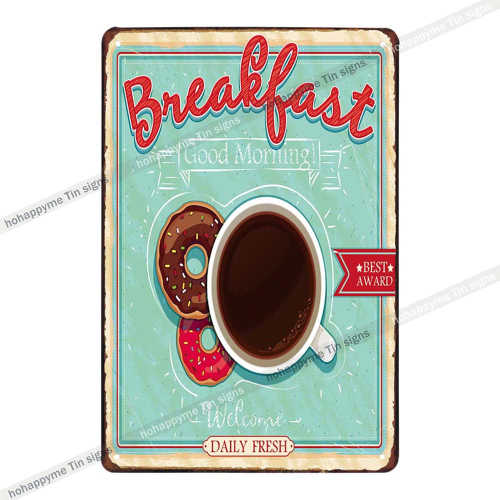 Coffee Metal Wall Art Poster Iron Painting Signs Vintage Decoration Cafe Bar Pub Club Plaque Home Decor Plates 20x30cm