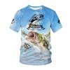 New Deep Sea Fishing Printed Tss Shirts Men's 3D Outdoor Fisherman O Collar Short-sleeved Y2k Tops Men's and Women's Hunting F