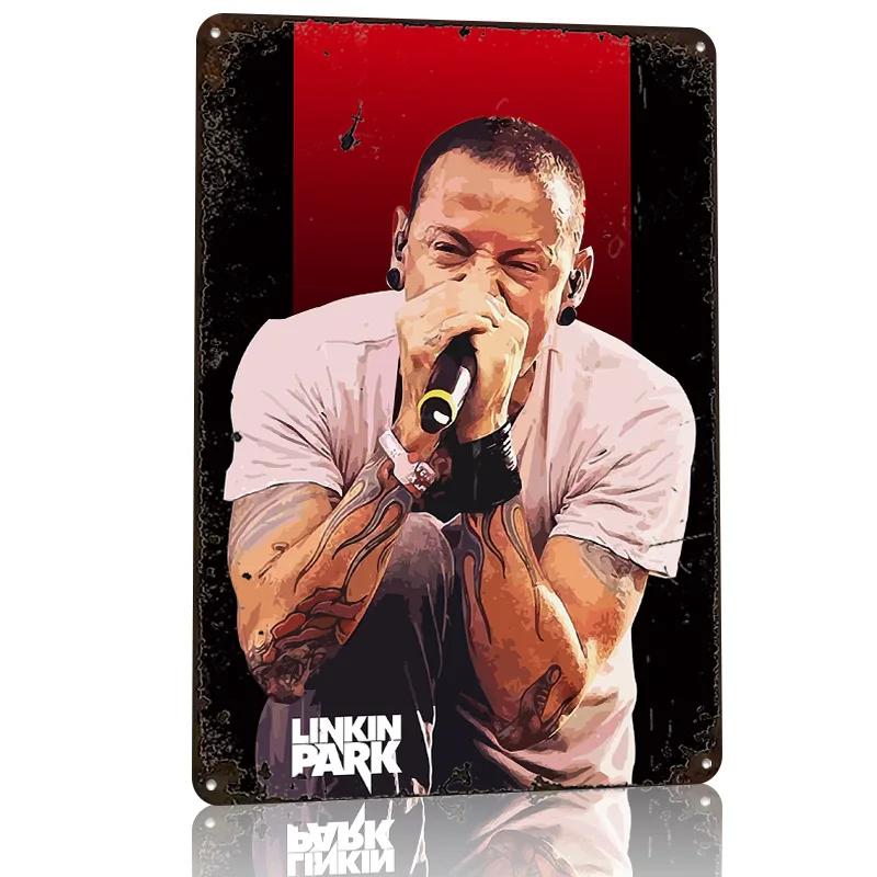 Chester Bennington LP Personalized D Textured Metal Poster Wall Art Tinplate Sign for Home Decor Living Room Wand Deko House