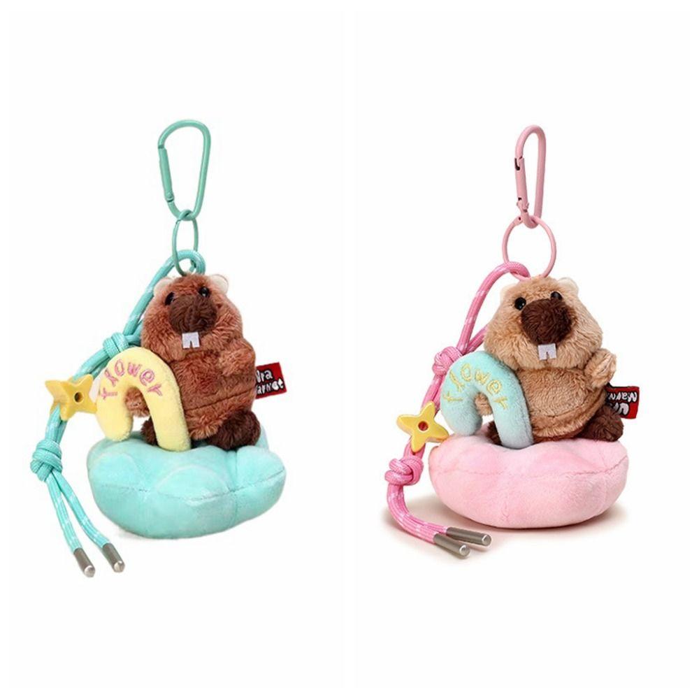 Bag Hanging Groundhog Dolls Pendant Cartoon Car Keyring Funny Plush Groundhog Keychain  Friend