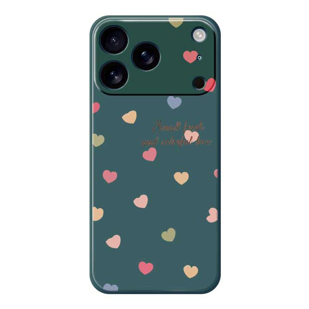 For iPhone 17 Pro Case Colorful Love Pattern Printing Straight Edge TPU Phone Back Cover