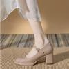 Fashion French Mary Jane Women's Shoes 2025 Nude High Heels Thick Heels Waterproof Platform Round Buckle One-strap Single Shoes