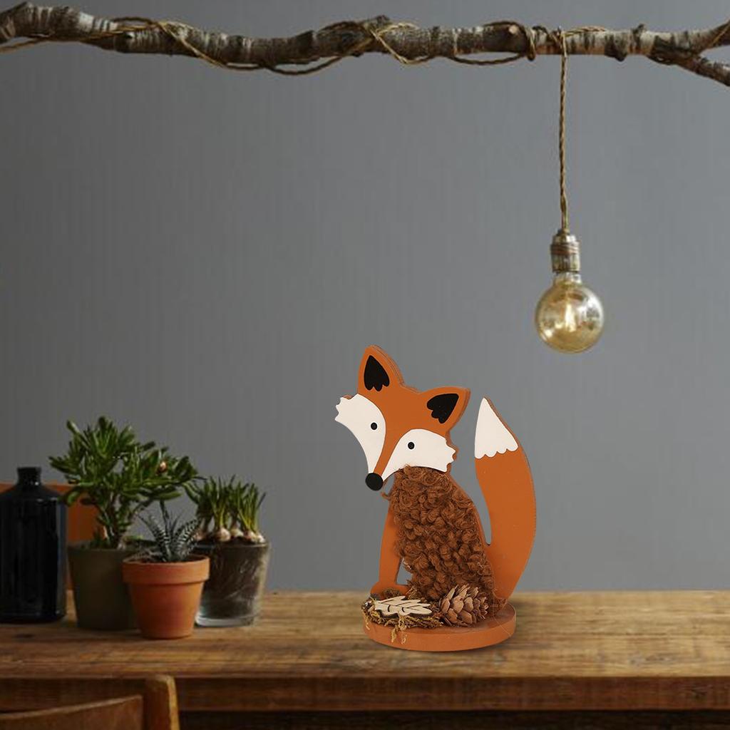 New Raccoon Fox Mini Animal Plush Wood 3D Desktop Ornament Decoration Animal Raccoon Figurines Miniatures Dropshipping