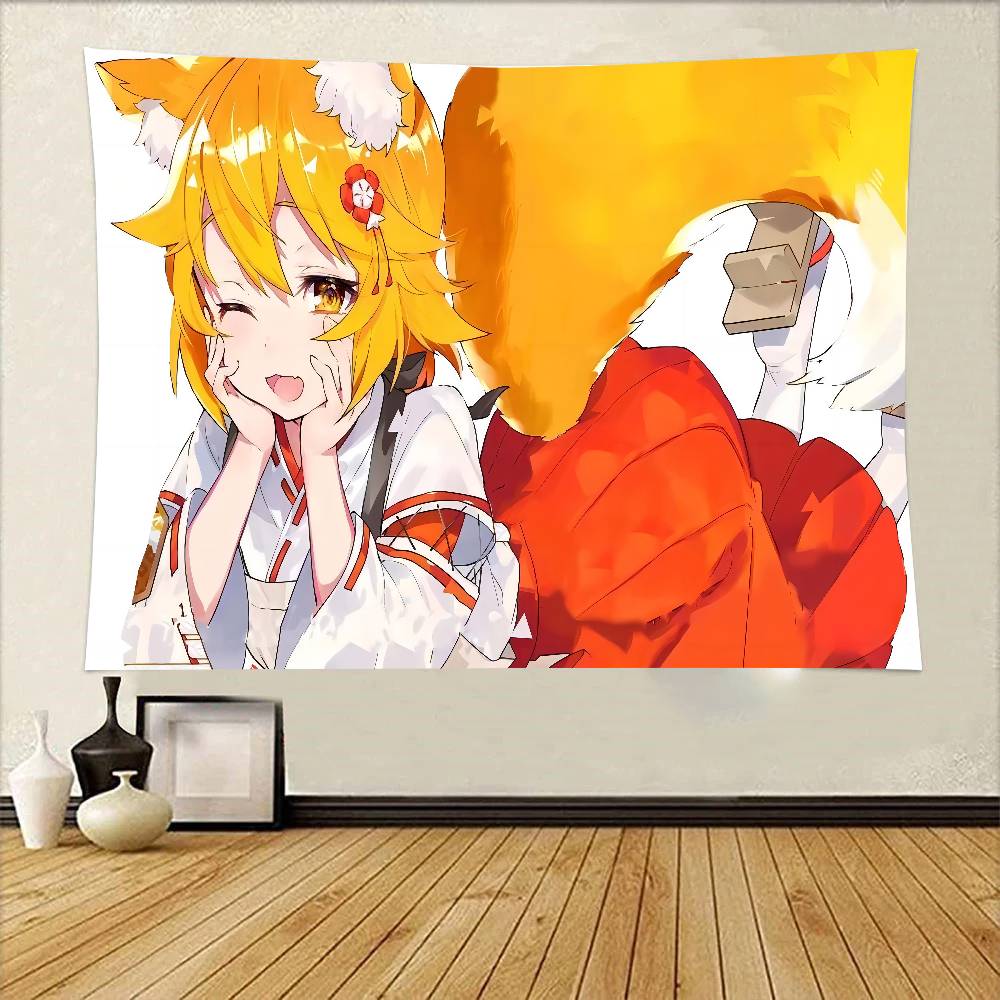 The Helpful Fox Senkosan Tapestry Wall Hanging Printed Polyester Tapestry INS Decoration Wall Decor