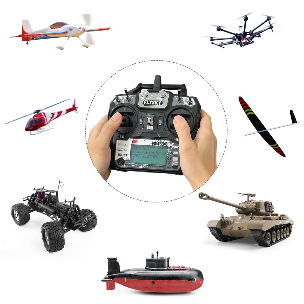 WORK 10 Ch RC Controller Receiver for Drone Multirotor Airplane Helicopter Car Tank Boat HAWK'S FS-i6X Transmitter, 2.4GHz FS-iA6B TELEC220-JP730