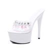 8661 Series 15cm Heel 4.5cm Platform Glass Nightclubs Fun Female Shoes Waterproof Ladies Super High-heeled Sandals LFD