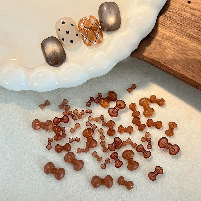 50Pcs Winter Bow 3D Nail Art Accessories Cute Bow Tie Nail Decorations Diy Resin Nail Charms Mix Parts