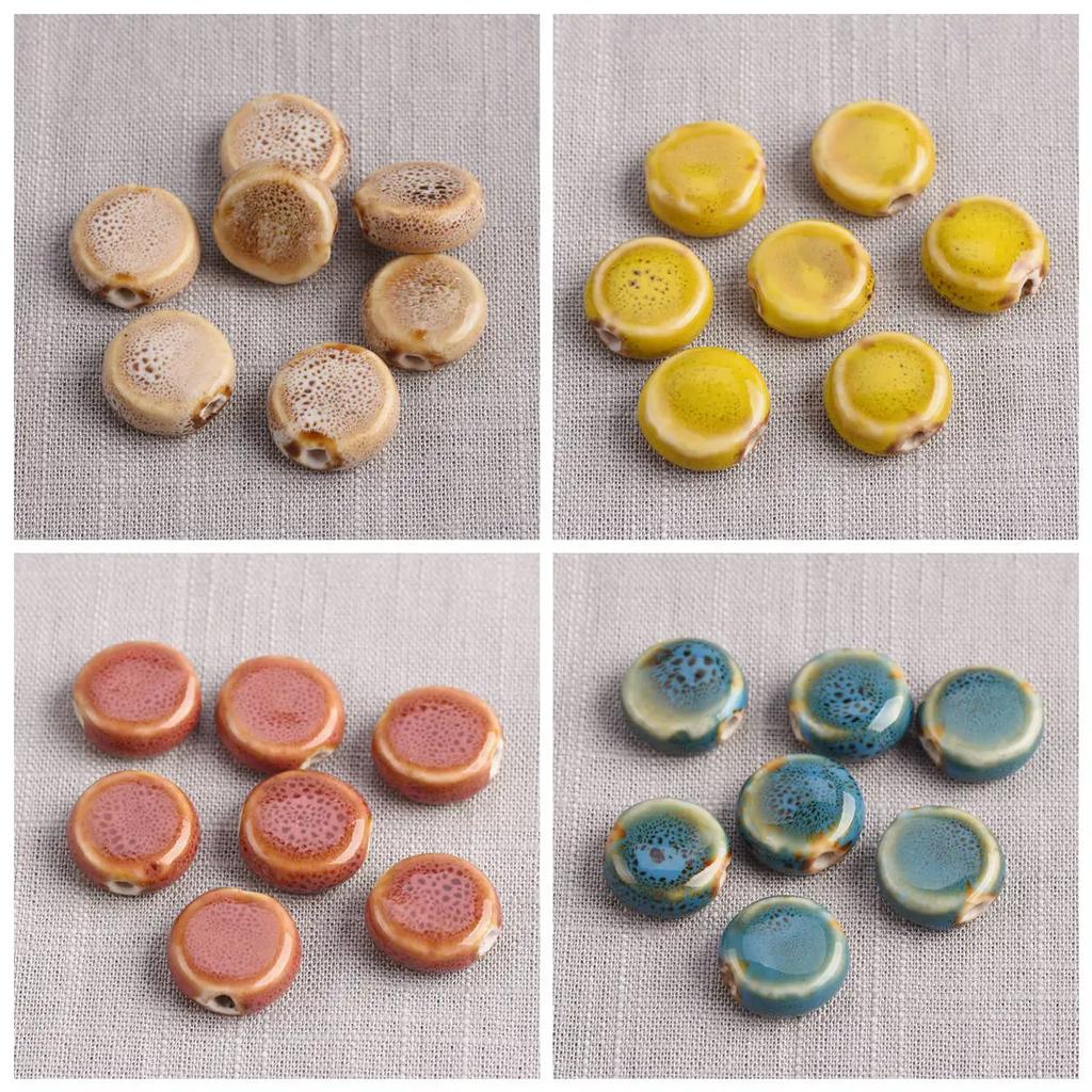 20 шт. Плоские круглые 15 мм Керамические фарфоровые бусины-разделители ручной работы Лот для изготовления ювелирных изделий Аксессуары DIY Поделки Фурнитура Креативные бусины