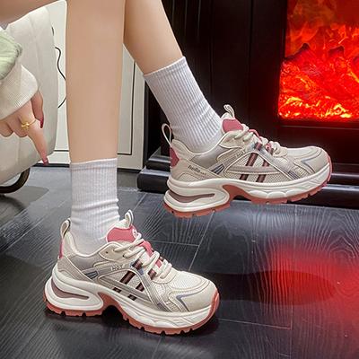 Новые винтажные корейские сетчатые дышащие повседневные спортивные туфли на шнуровке, женские туфли на плоской подошве, повседневные спортивные туфли на толстой подошве 35-40