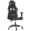 Gaming Chair with Massage Function Black and Gray Faux Leather