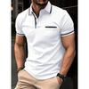 Европейский мужской топ больших размеров, летний повседневный топ с карманами и пуговицами, белый, черный, синий, свободные классические топы с воротником-лацканами и коротким рукавом, рубашки поло