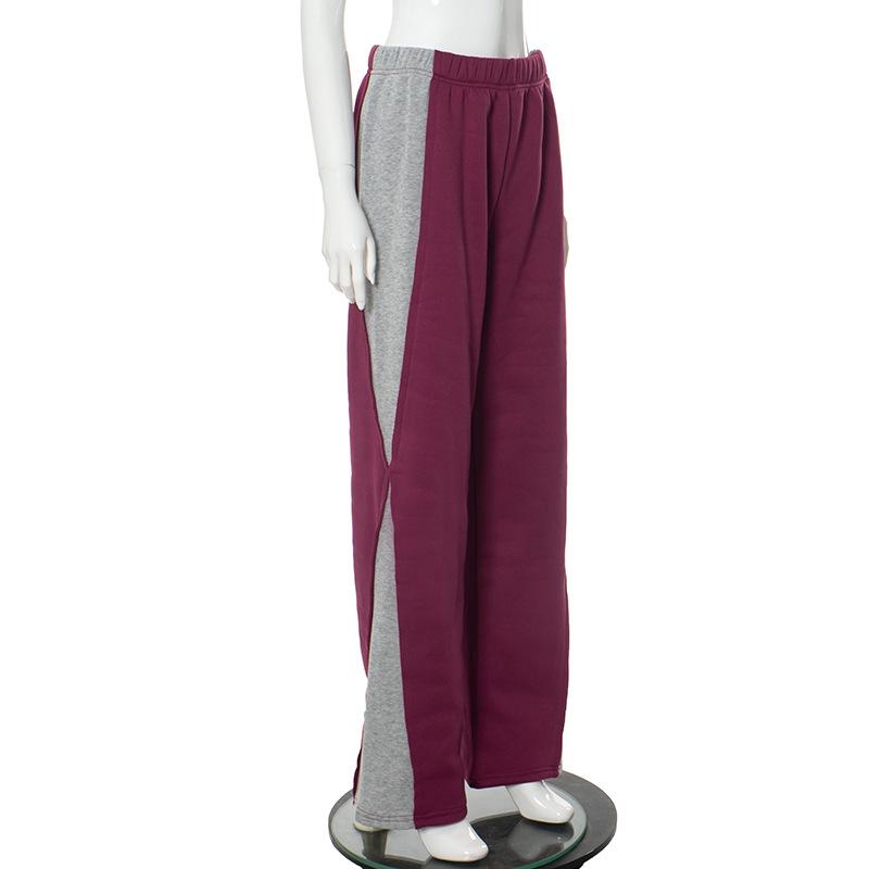 Женские брюки с цветными блоками Спортивные штаны для бега Спортивные брюки с высокой талией Повседневные женские прямые брюки