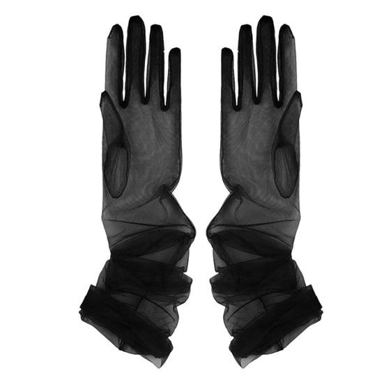 Женские длинные прозрачные перчатки в стиле ретро, эластичные присборенные сетчатые тюлевые перчатки 1920-х годов, танцевальные перчатки для костюма, оперы, вечеринки, свадьбы