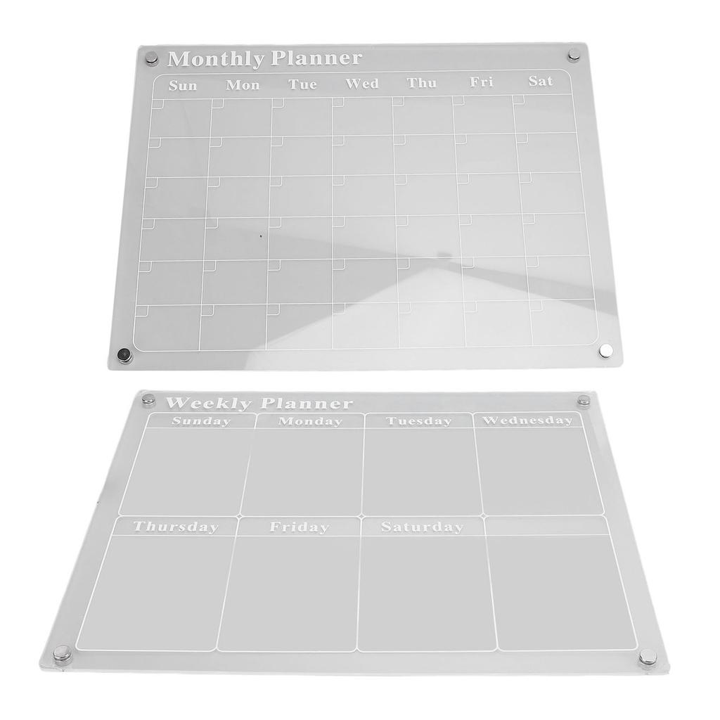 Monthly and Weekly Planning Board Set Clear Acrylic Dry Erase Board Schedule List Planner Calendar with 3 Color Pens