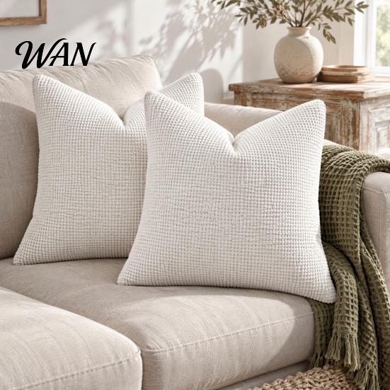 Soft Chenille Pillow Cover Weave Texture Cushion Case, Throw Cover, Solid Color Covers for Living Room with Zipper Bedroom Decor, 18 x Inch