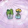 Trendy Cartoon Character Green Plant Brooches Versatile Metal Pins For Unisex Fashion Statement