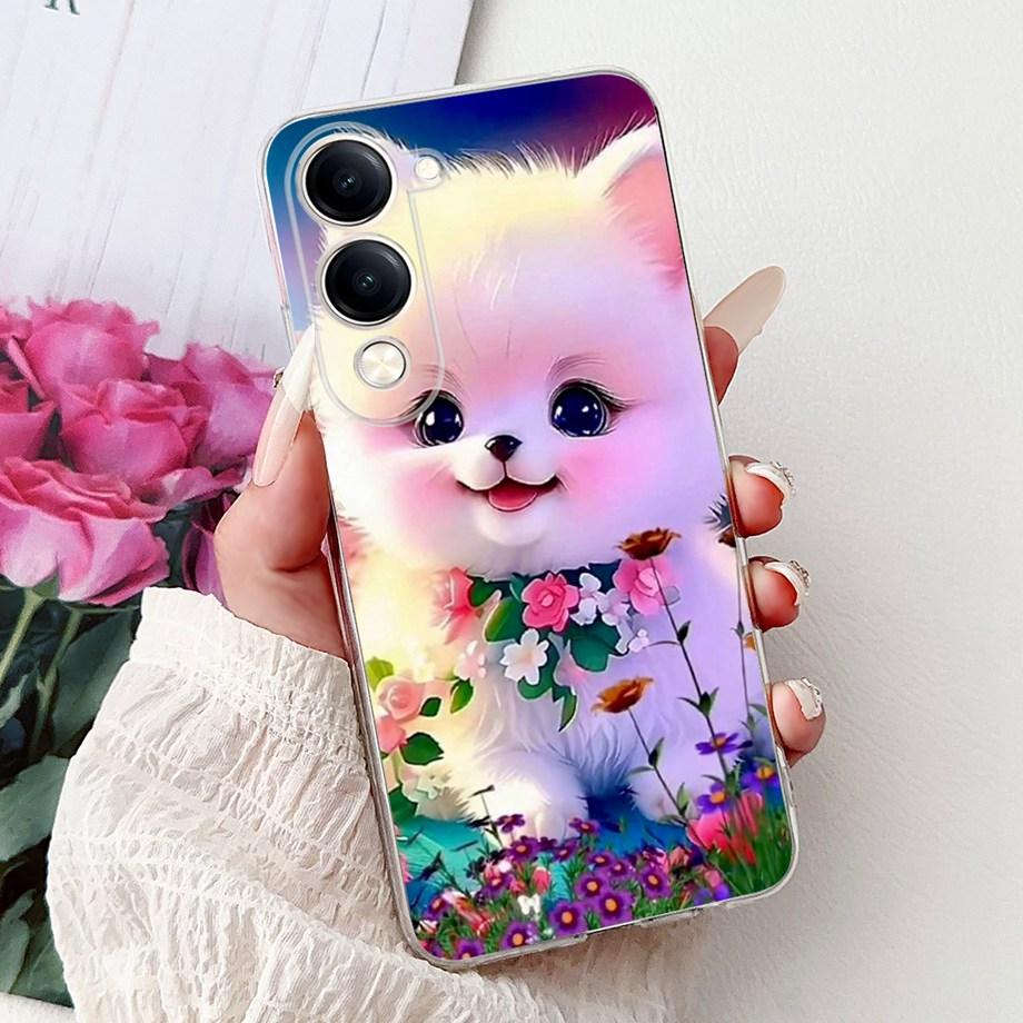 Для Vivo Y29s Y29 4G 5G / Vivo Y04 4G Задняя крышка Девчачий Модный Цветок Бабочка Рисунок Чехол Мягкий ТПУ Прозрачный Тонкий Силиконовый Чехол