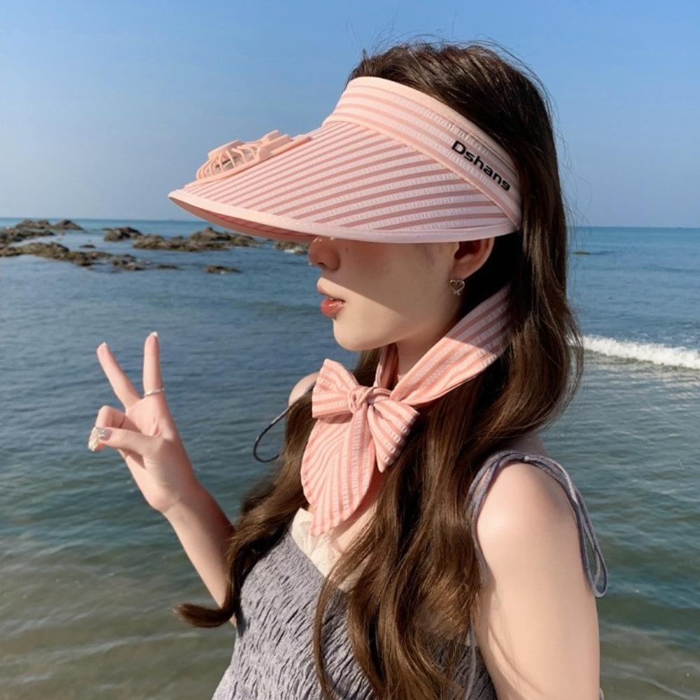 Anti-UV Outdoor Sun Hat with USB Charging Fan Beach Sunshade Hat Summer Empty Top Hat