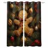 Christmas Pine Branch Lantern Gingerbread Man Blackout Curtains For Living Room Bedroom Window Treatment Blinds Kitchen Drapes