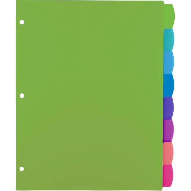 Avery Write & Erase 8 Tabs Pastel Plastic Divider for 3 Ring Binders, 3 Sets (8 Colors)