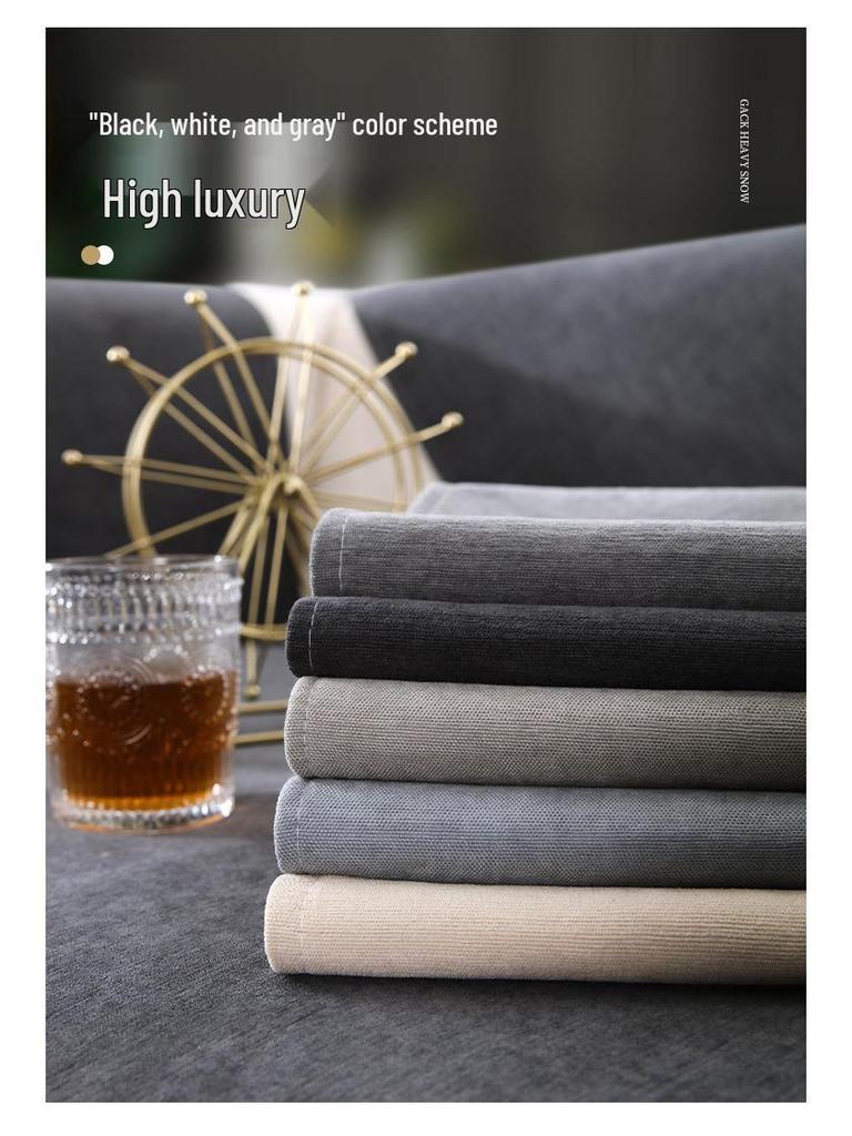 Non-Slip Gray Chenille Sofa Cushions with Modern, All-Season Light Luxury Cover