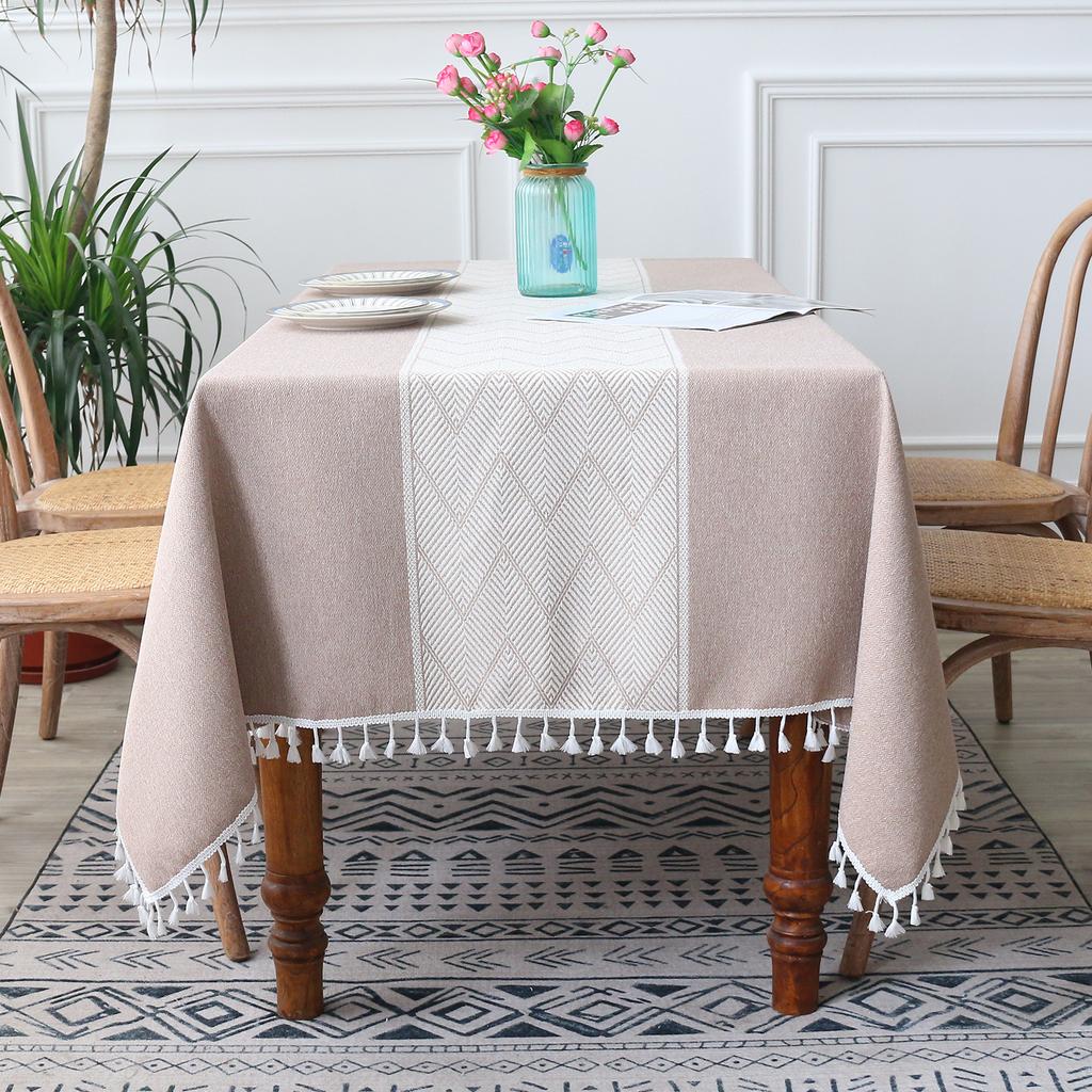Tablecloth Striped Tassel Dining Table Cloth Square Table Fabric Hotel Household Coffee Table Cloth Mat
