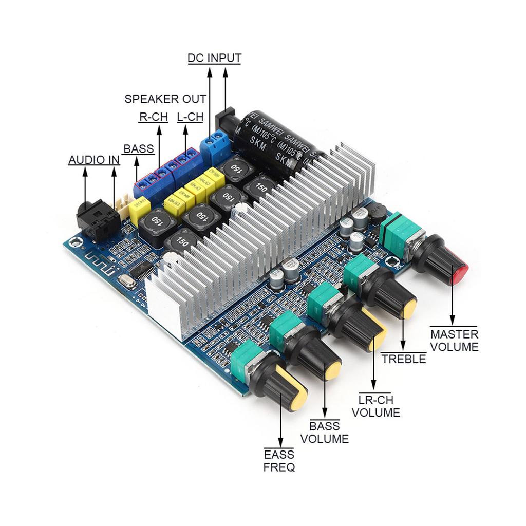 2.1 Плата сабвуфера, модуль цифрового усилителя высокой мощности, готовая плата Fever 12-24 В, 100 Вт + 50 Вт + 50 Вт
