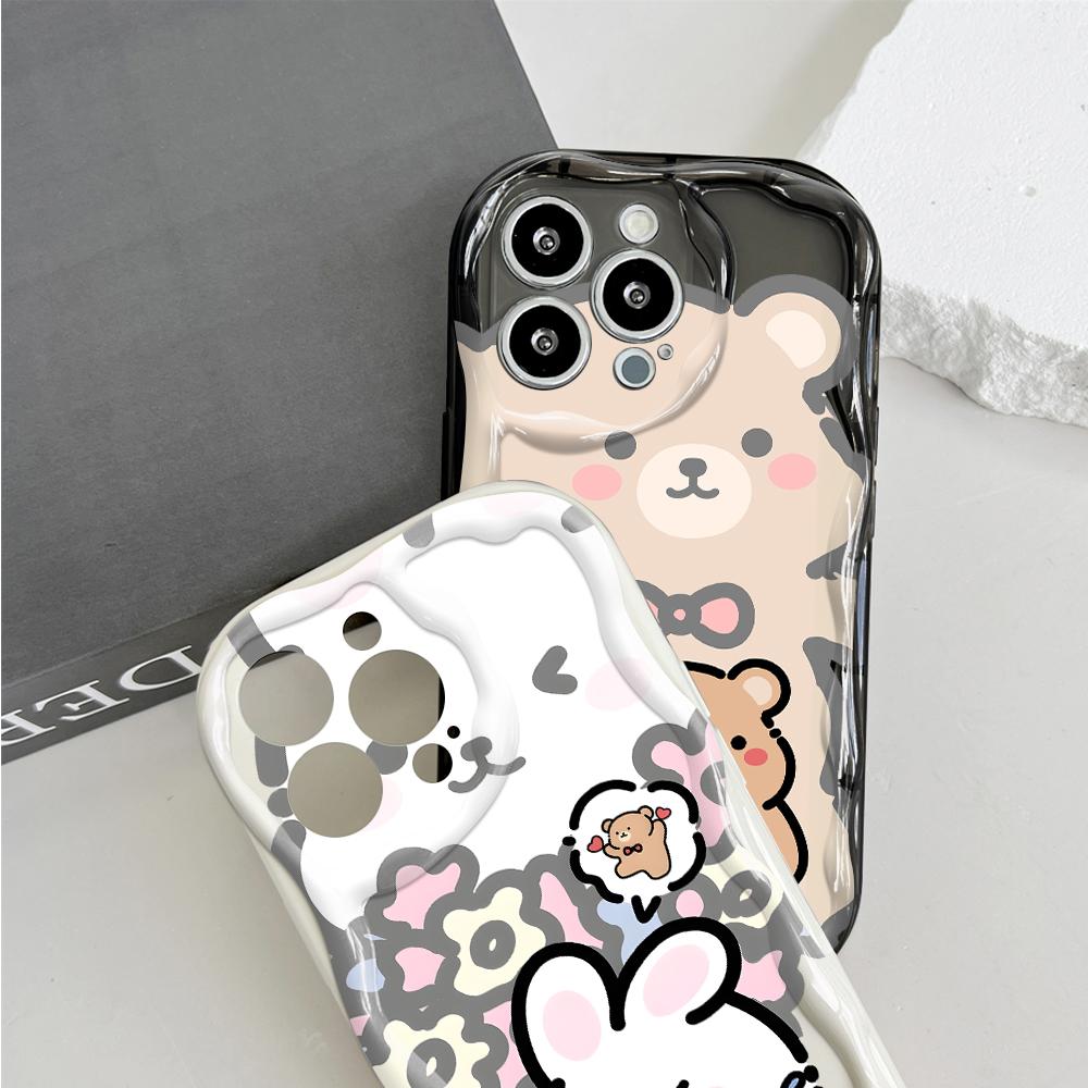 Cute Cartoon Pattern Cream Texture Casing Wavy Edge Soft Silicone Cover Phone Case for Vivo