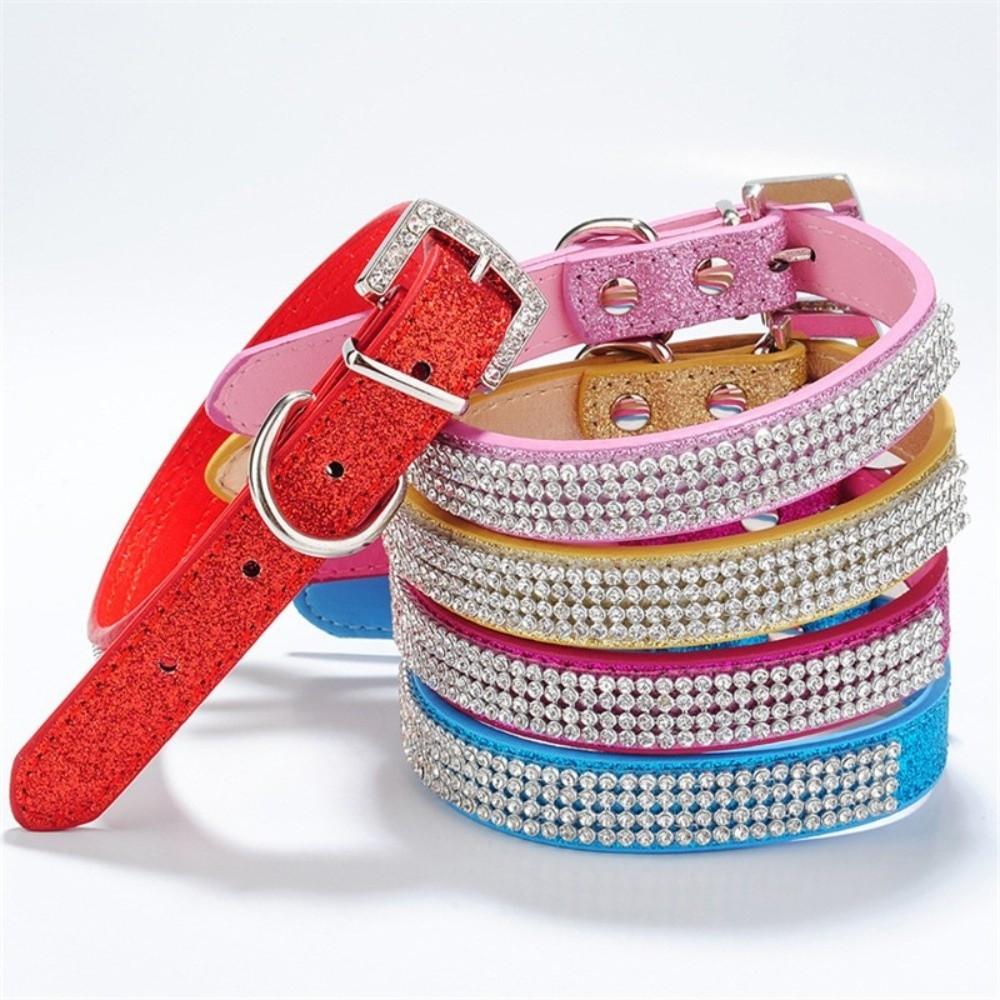 Crystal Diamond Rhinestone Pet Collar PU Leather Sparkling Cat Collar for Pet Supplies