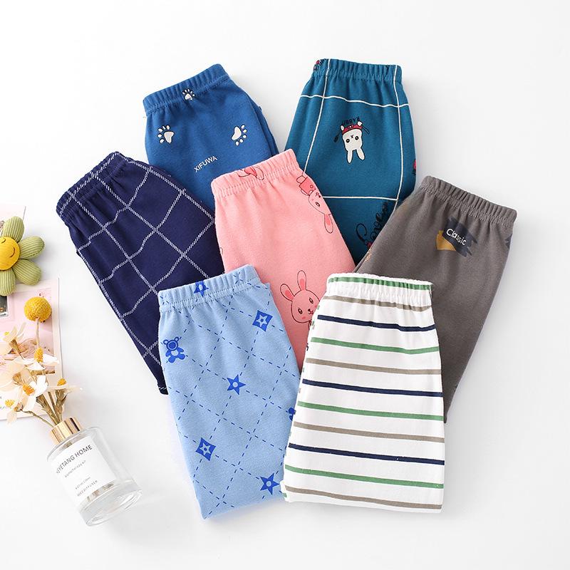 Детские осенние брюки из чистого хлопка: Мягкая внутренняя одежда для мальчиков и девочек, легкие пижамы на весну и осень