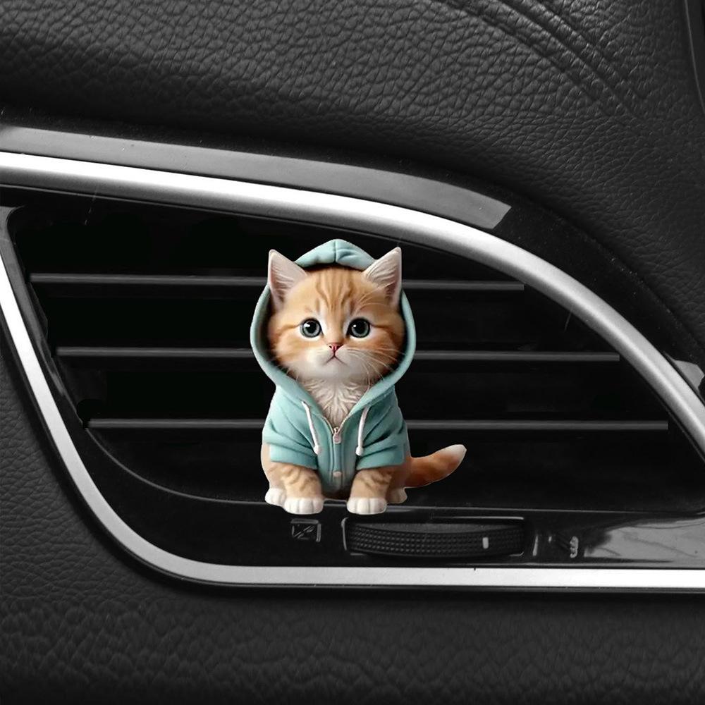Милый мультяшный 2D котенок, клипса для вентиляции, освежитель воздуха для автомобиля, аромадиффузор для воздуховыпускного отверстия автомобильного кондиционера, украшение салона автомобиля