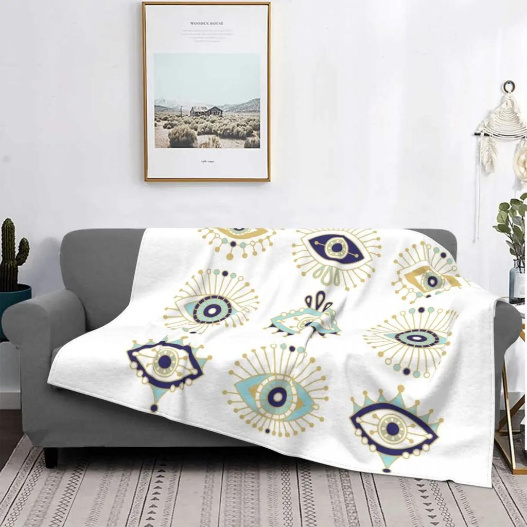 Greece Evil Eye Themed Blanket Warm Bedding Portable Travel Blanket Blanket