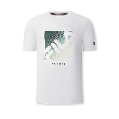 Fila Теннисная серия Футболка с круглым вырезом Удобная с принтом логотипа Простая с коротким рукавом Мужские топы Нефритово-белый A11M523104F-WT
