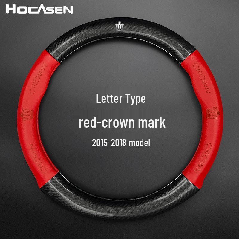 Совместимая Обложка на Руль из Натуральной Кожи для Моделей Crown (12-е-14-е поколение, 2005-2021) - Дизайн из углеродного волокна