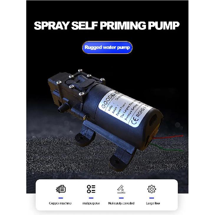 DC 12V 60W 120PSI 5L/Min High Pressure Diaphragm Water Pump Micro Electric Water Pump Self Priming Pump Water Sprayer Car Wash