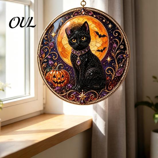 Cute Animal Decoration Black Cat Diamond Art Kits for Adults Beginners, DIY Material Package, Healing Craft Hobby Painting Set Home Wall Decor