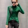 European Style Slim Fit Rhinestone High-Neck Mesh T-Shirt (2022) Women's Fashion Long-Sleeve